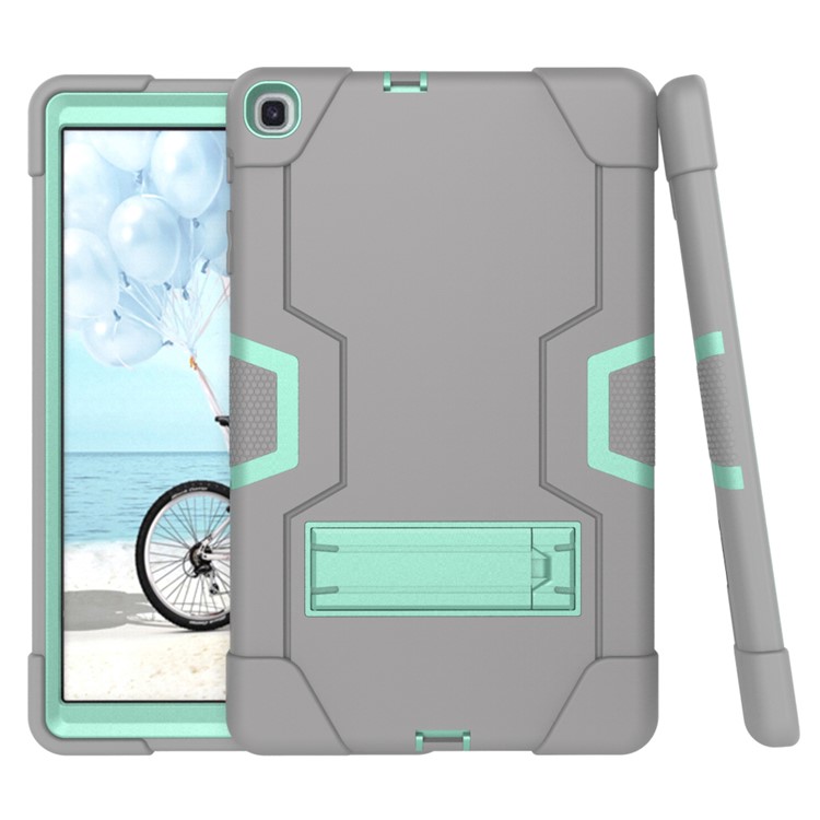 Shock Proof Hybrid TPU + PC Tablet Cover with Kickstand for Samsung Galaxy Tab A 10.1 (2019) - Grey / Cyan-5