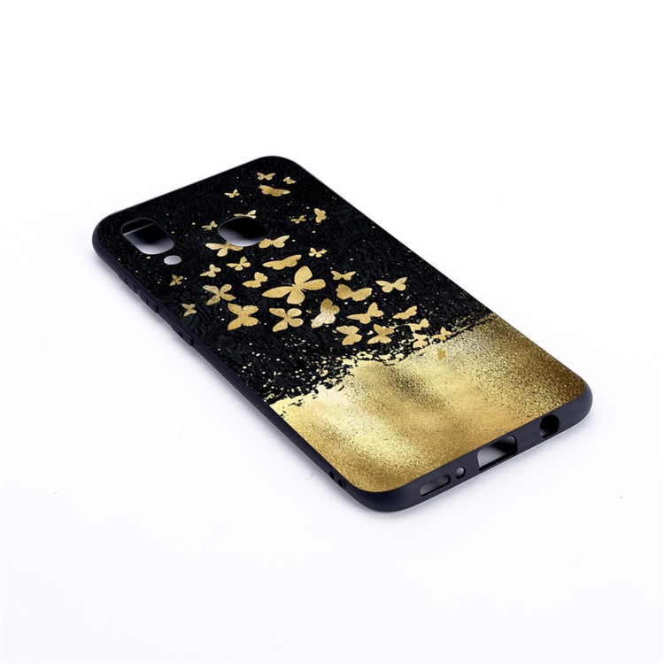 Pattern Printing Matte Soft TPU Protective Back Case for Samsung Galaxy A30 - Gold Butterflies-2