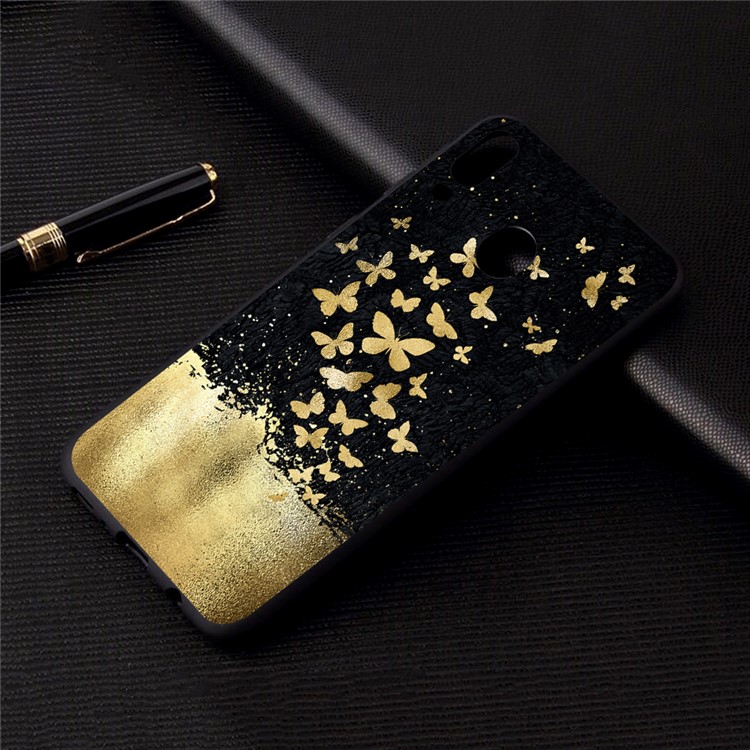 Pattern Printing Matte Soft TPU Protective Back Case for Samsung Galaxy A30 - Gold Butterflies-4