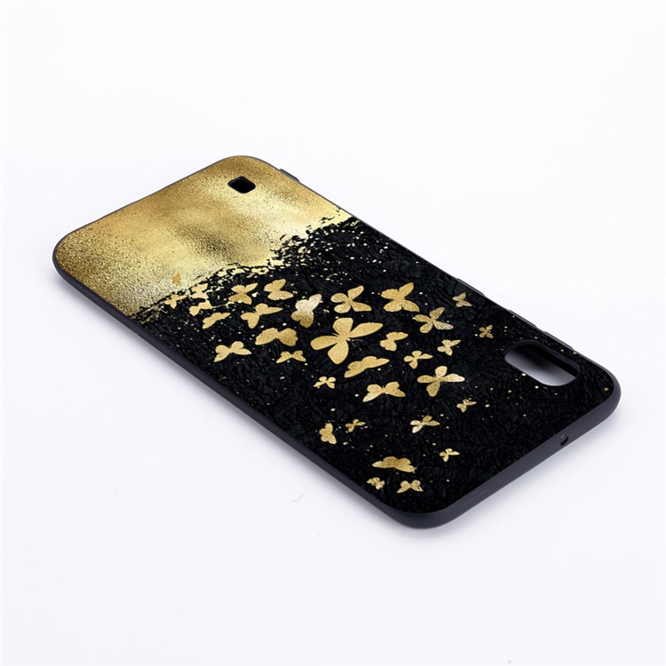 Pattern Printing Flexi Matte TPU Phone Cover for Samsung Galaxy A10 - Gold Butterflies-2