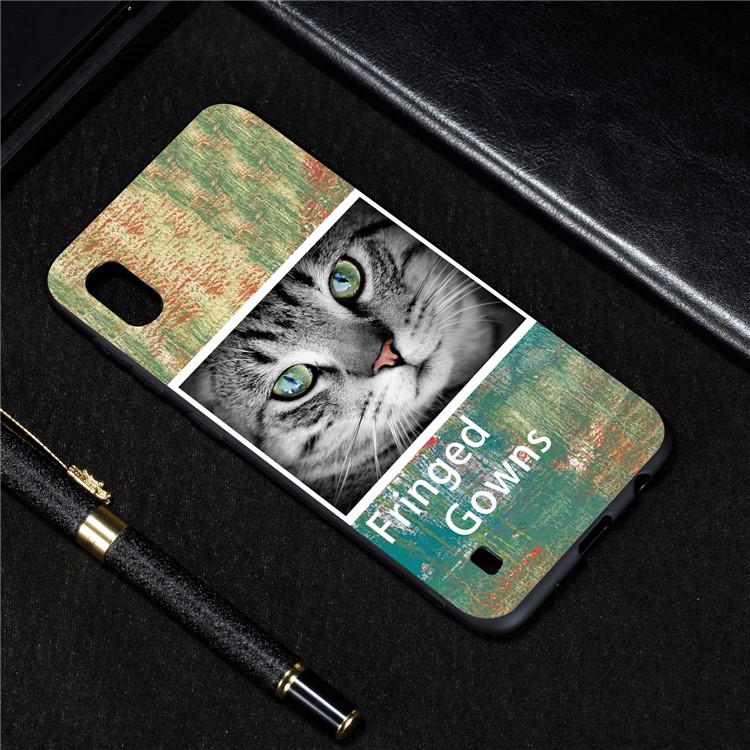 Pattern Printing Flexi Matte TPU Phone Cover for Samsung Galaxy A10 - Cat-4