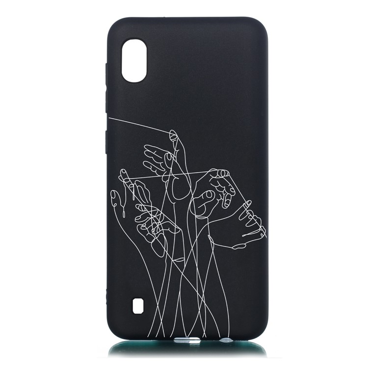 Pattern Printing Flexi Matte TPU Phone Cover for Samsung Galaxy A10 - Fingers and Lines-1