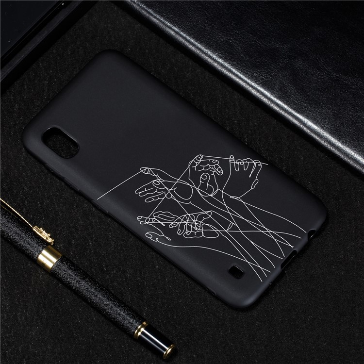 Pattern Printing Flexi Matte TPU Phone Cover for Samsung Galaxy A10 - Fingers and Lines-4
