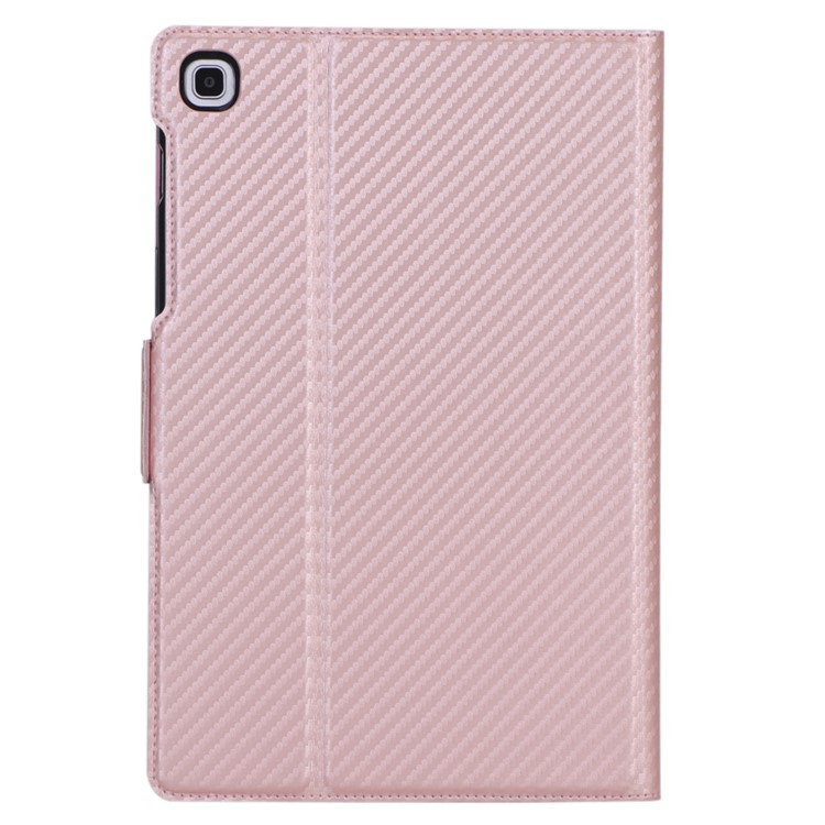 WY-606C Ultra-thin Carbon Fiber Texture PU Leather Stand Cover Case for Samsung Galaxy Tab S5e SM-T720 - Pink-13