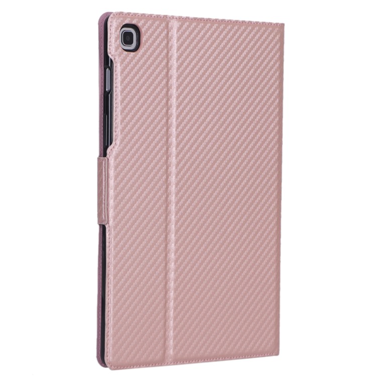 WY-606C Ultra-thin Carbon Fiber Texture PU Leather Stand Cover Case for Samsung Galaxy Tab S5e SM-T720 - Pink-2