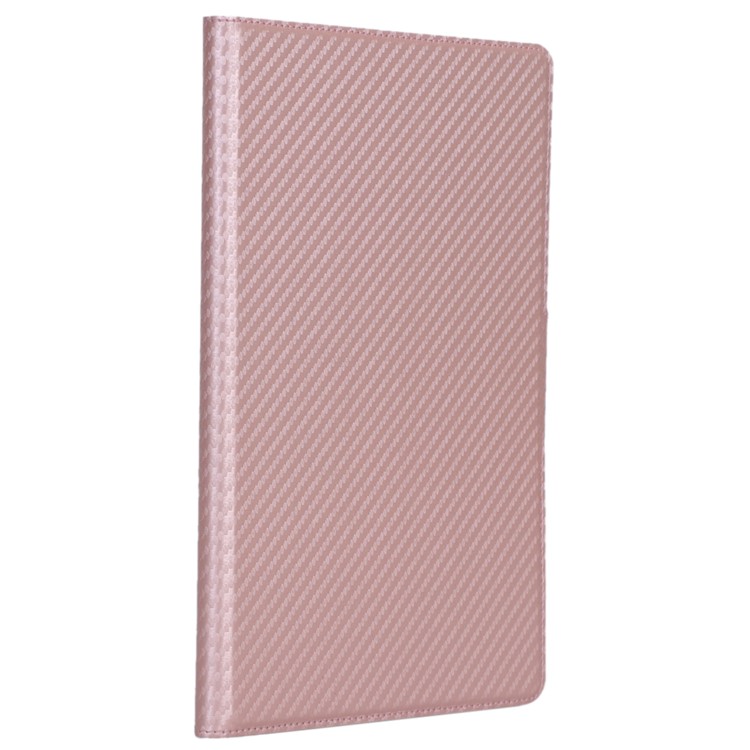 WY-606C Ultra-thin Carbon Fiber Texture PU Leather Stand Cover Case for Samsung Galaxy Tab S5e SM-T720 - Pink-3