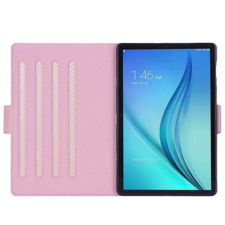 WY-606C Ultra-thin Carbon Fiber Texture PU Leather Stand Cover Case for Samsung Galaxy Tab S5e SM-T720 - Pink-4