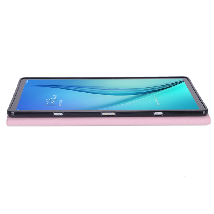 WY-606C Ultra-thin Carbon Fiber Texture PU Leather Stand Cover Case for Samsung Galaxy Tab S5e SM-T720 - Pink-9