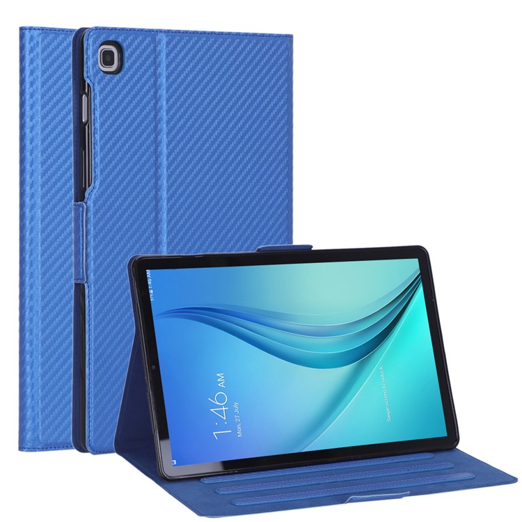 WY-606C Ultra-thin Carbon Fiber Texture PU Leather Stand Cover Case for Samsung Galaxy Tab S5e SM-T720 - Blue-1