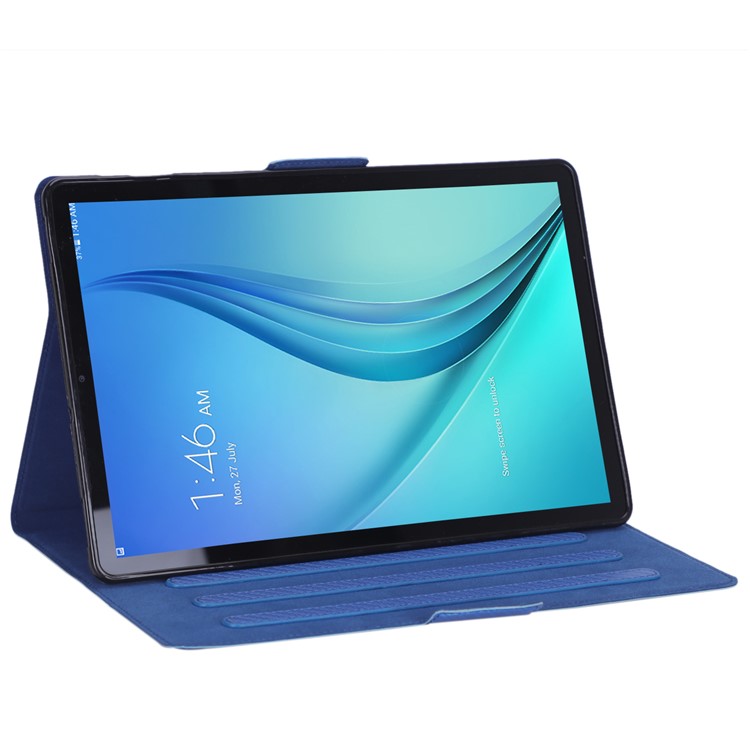 WY-606C Ultra-thin Carbon Fiber Texture PU Leather Stand Cover Case for Samsung Galaxy Tab S5e SM-T720 - Blue-5