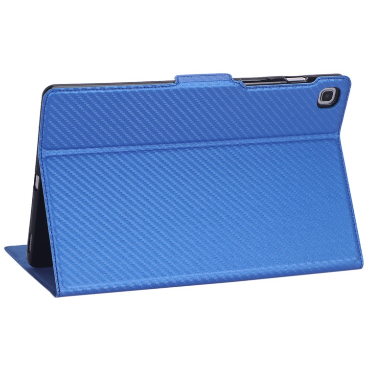 WY-606C Ultra-thin Carbon Fiber Texture PU Leather Stand Cover Case for Samsung Galaxy Tab S5e SM-T720 - Blue-7