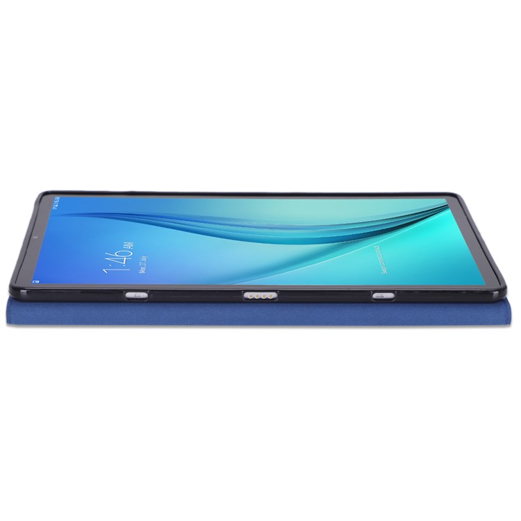 WY-606C Ultra-thin Carbon Fiber Texture PU Leather Stand Cover Case for Samsung Galaxy Tab S5e SM-T720 - Blue-9