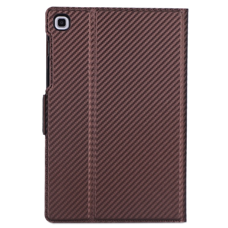 WY-606C Ultra-thin Carbon Fiber Texture PU Leather Stand Cover Case for Samsung Galaxy Tab S5e SM-T720 - Brown-13