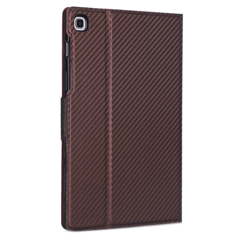 WY-606C Ultra-thin Carbon Fiber Texture PU Leather Stand Cover Case for Samsung Galaxy Tab S5e SM-T720 - Brown-2