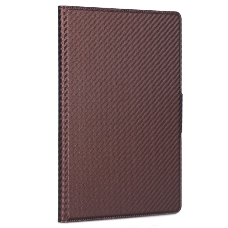 WY-606C Ultra-thin Carbon Fiber Texture PU Leather Stand Cover Case for Samsung Galaxy Tab S5e SM-T720 - Brown-3