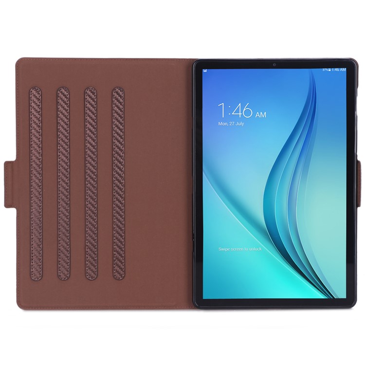 WY-606C Ultra-thin Carbon Fiber Texture PU Leather Stand Cover Case for Samsung Galaxy Tab S5e SM-T720 - Brown-4