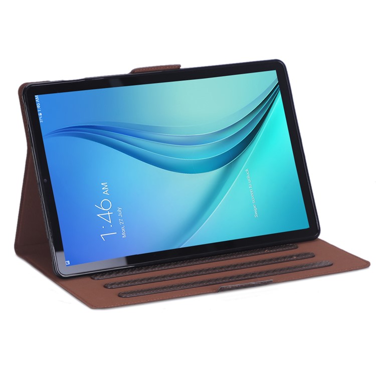 WY-606C Ultra-thin Carbon Fiber Texture PU Leather Stand Cover Case for Samsung Galaxy Tab S5e SM-T720 - Brown-5