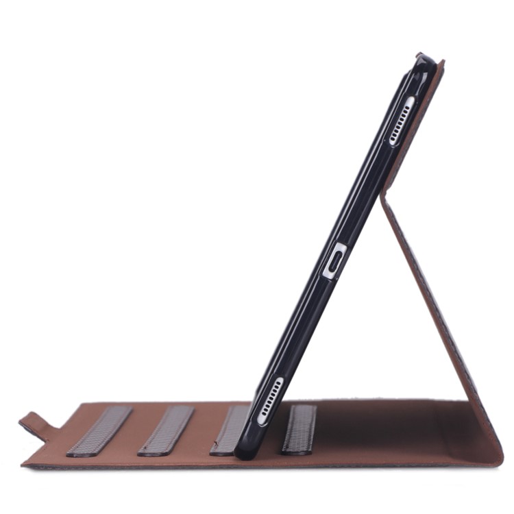 WY-606C Ultra-thin Carbon Fiber Texture PU Leather Stand Cover Case for Samsung Galaxy Tab S5e SM-T720 - Brown-6