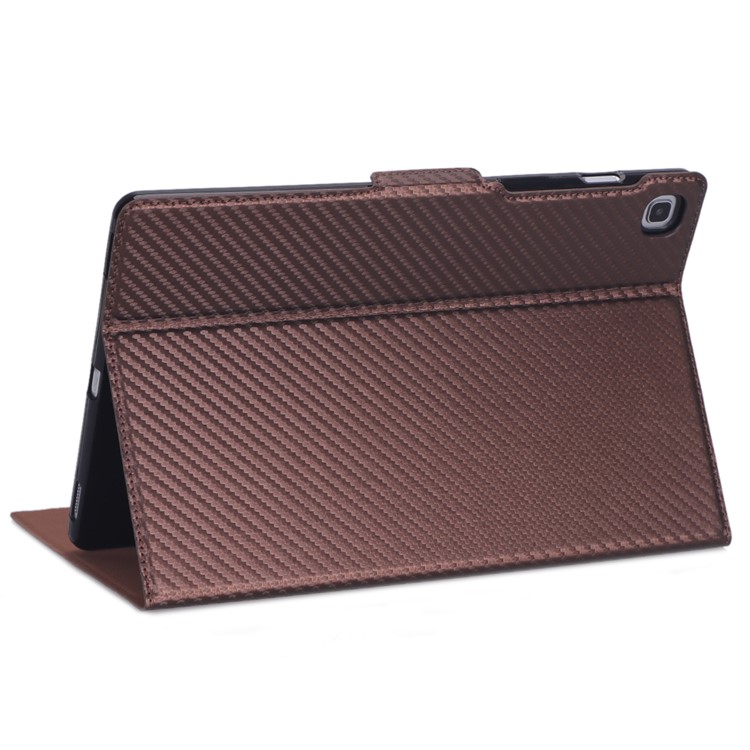 WY-606C Ultra-thin Carbon Fiber Texture PU Leather Stand Cover Case for Samsung Galaxy Tab S5e SM-T720 - Brown-7