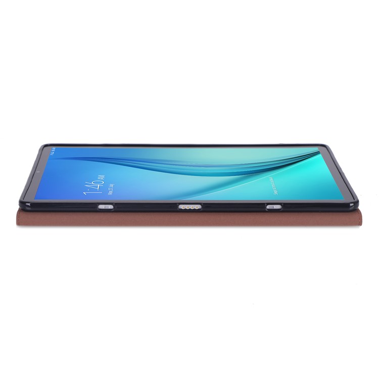 WY-606C Ultra-thin Carbon Fiber Texture PU Leather Stand Cover Case for Samsung Galaxy Tab S5e SM-T720 - Brown-8