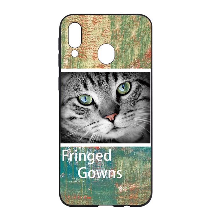Pattern Printing and Embossment Flexi Matte TPU Phone Cover for Samsung Galaxy A40 - Cat-1