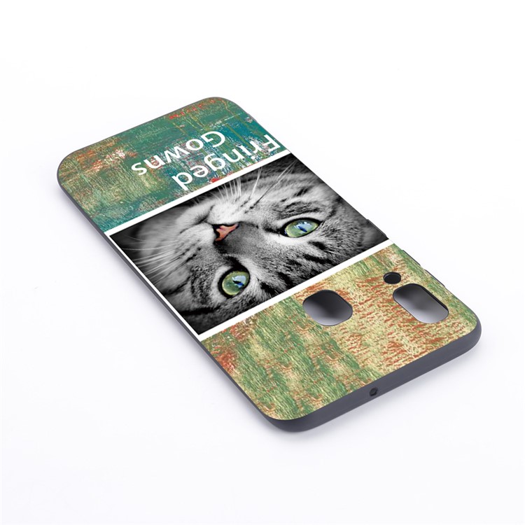 Pattern Printing and Embossment Flexi Matte TPU Phone Cover for Samsung Galaxy A40 - Cat-3