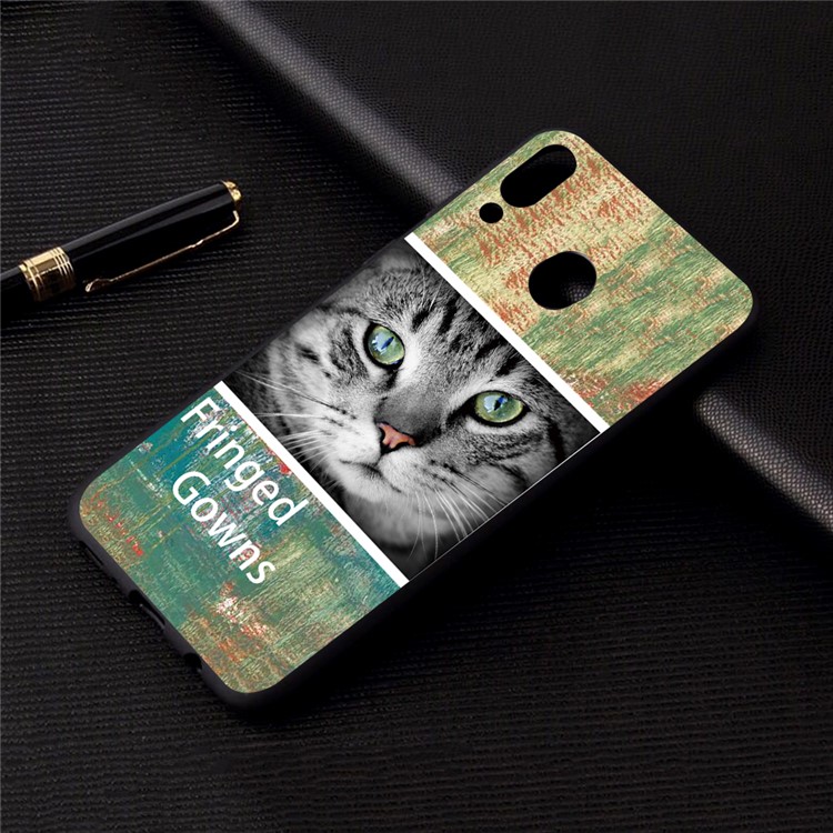 Pattern Printing and Embossment Flexi Matte TPU Phone Cover for Samsung Galaxy A40 - Cat-4