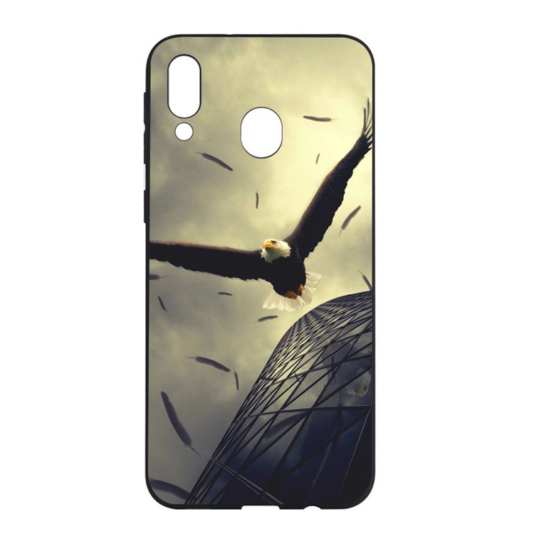 Pattern Printing and Embossment Flexi Matte TPU Phone Cover for Samsung Galaxy A40 - Eagle-1