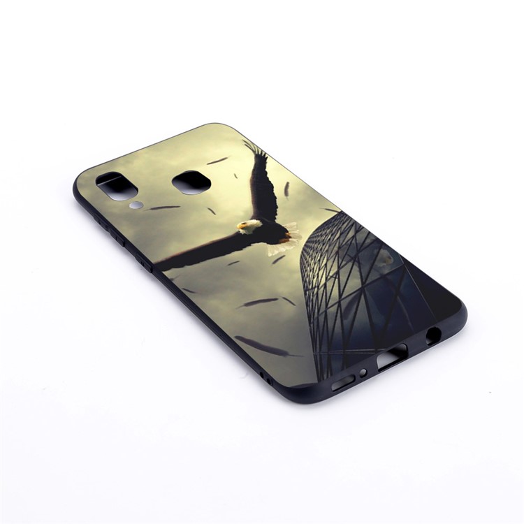 Pattern Printing and Embossment Flexi Matte TPU Phone Cover for Samsung Galaxy A40 - Eagle-2