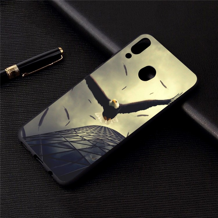 Pattern Printing and Embossment Flexi Matte TPU Phone Cover for Samsung Galaxy A40 - Eagle-4