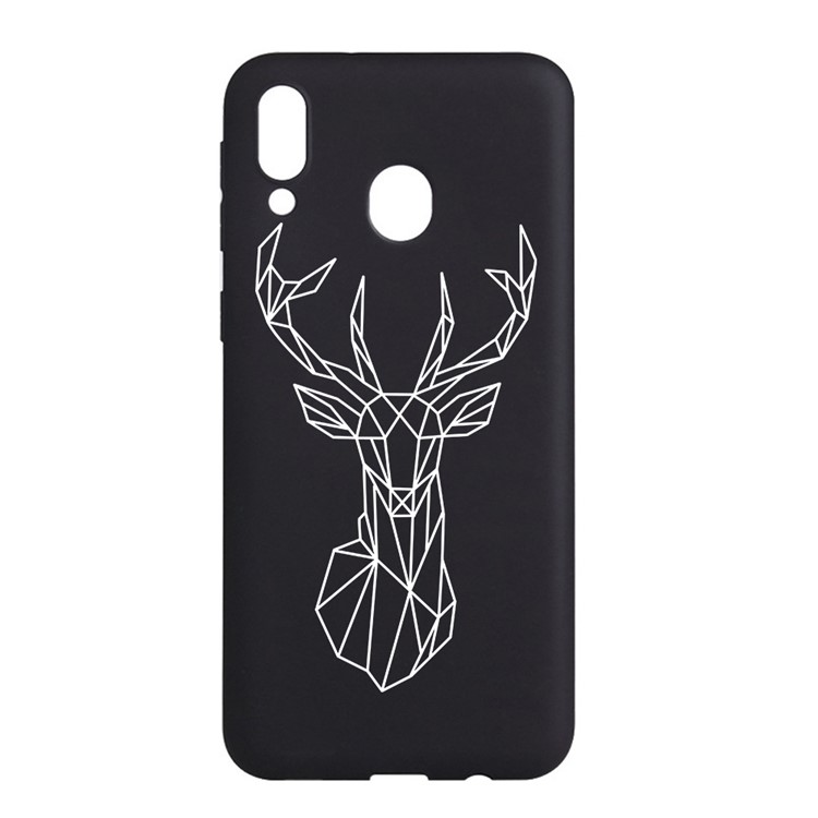 Pattern Printing and Embossment Flexi Matte TPU Phone Cover for Samsung Galaxy A40 - Elk-1
