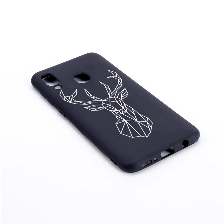 Pattern Printing and Embossment Flexi Matte TPU Phone Cover for Samsung Galaxy A40 - Elk-2