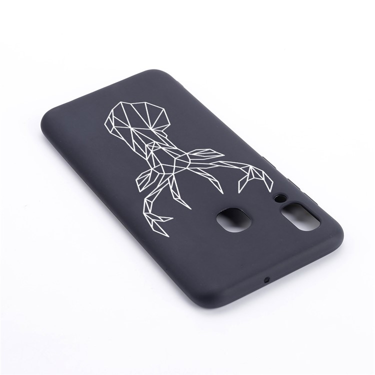Pattern Printing and Embossment Flexi Matte TPU Phone Cover for Samsung Galaxy A40 - Elk-3