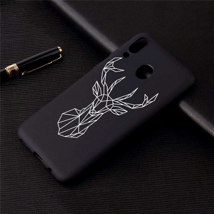 Pattern Printing and Embossment Flexi Matte TPU Phone Cover for Samsung Galaxy A40 - Elk-4