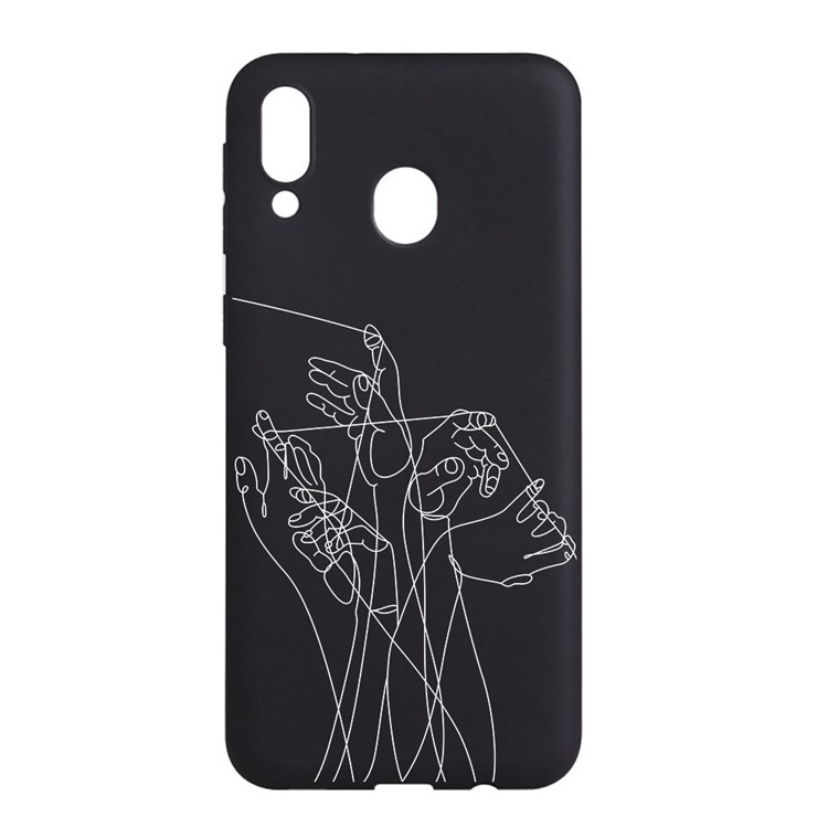 Pattern Printing and Embossment Flexi Matte TPU Phone Cover for Samsung Galaxy A40 - Fingers and Lines-1