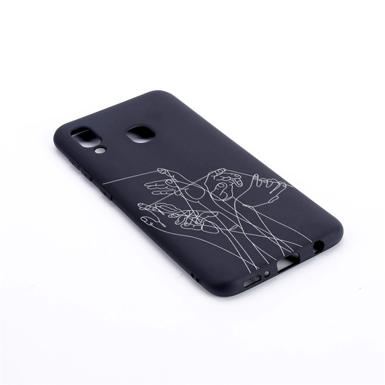 Pattern Printing and Embossment Flexi Matte TPU Phone Cover for Samsung Galaxy A40 - Fingers and Lines-2
