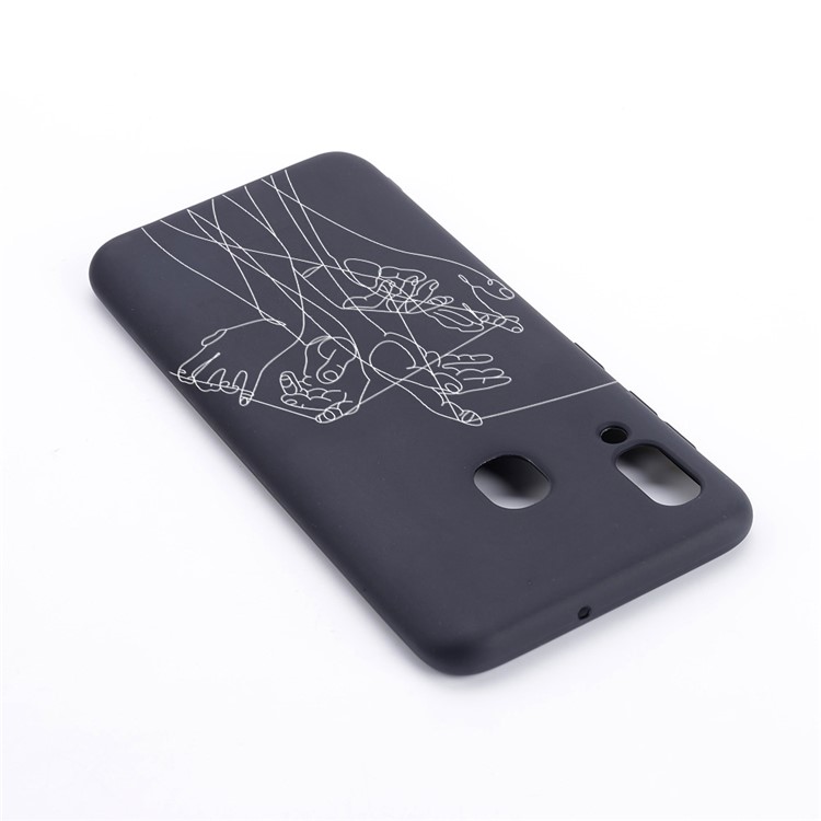 Pattern Printing and Embossment Flexi Matte TPU Phone Cover for Samsung Galaxy A40 - Fingers and Lines-3