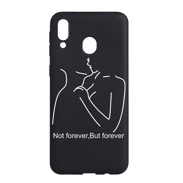 Pattern Printing and Embossment Flexi Matte TPU Phone Cover for Samsung Galaxy A40 - Not Forever But Forever-1