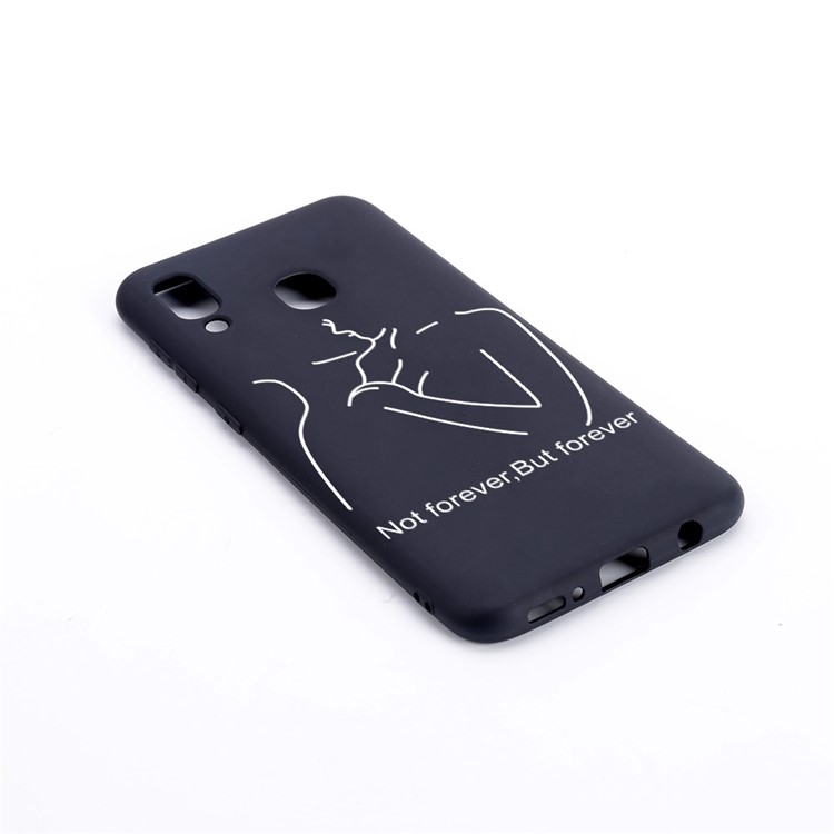 Pattern Printing and Embossment Flexi Matte TPU Phone Cover for Samsung Galaxy A40 - Not Forever But Forever-2