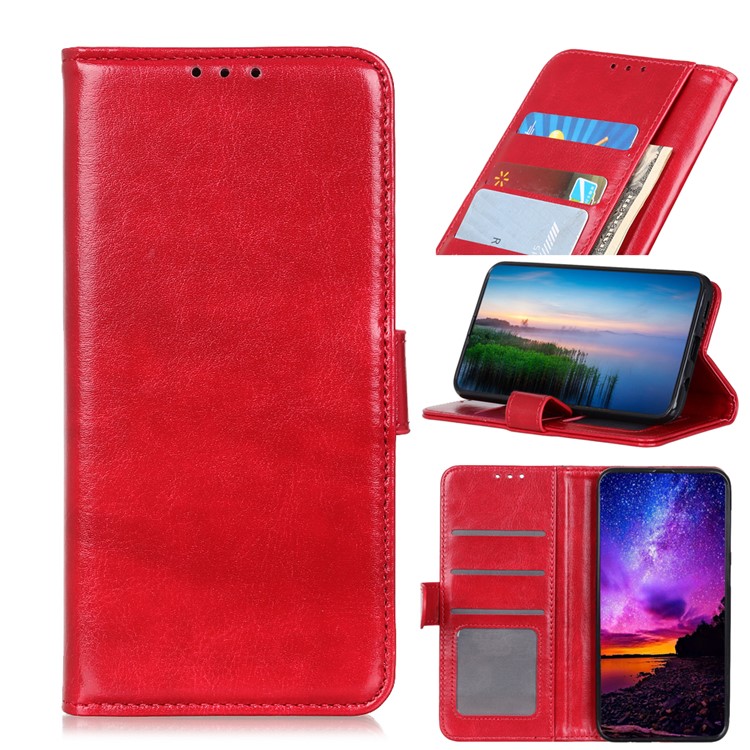 Crazy Horse Texture PU Leather+TPU Phone Case for Samsung Galaxy A10e - Red-1
