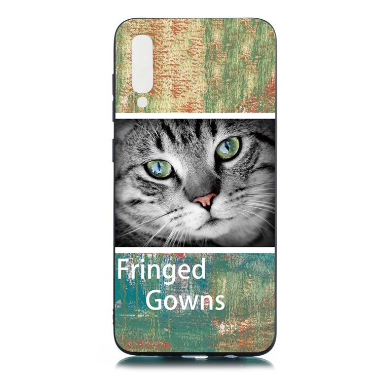 Pattern Printing and Embossment Matte Soft TPU Protective Case Cover for Samsung Galaxy A70 - Cat-1