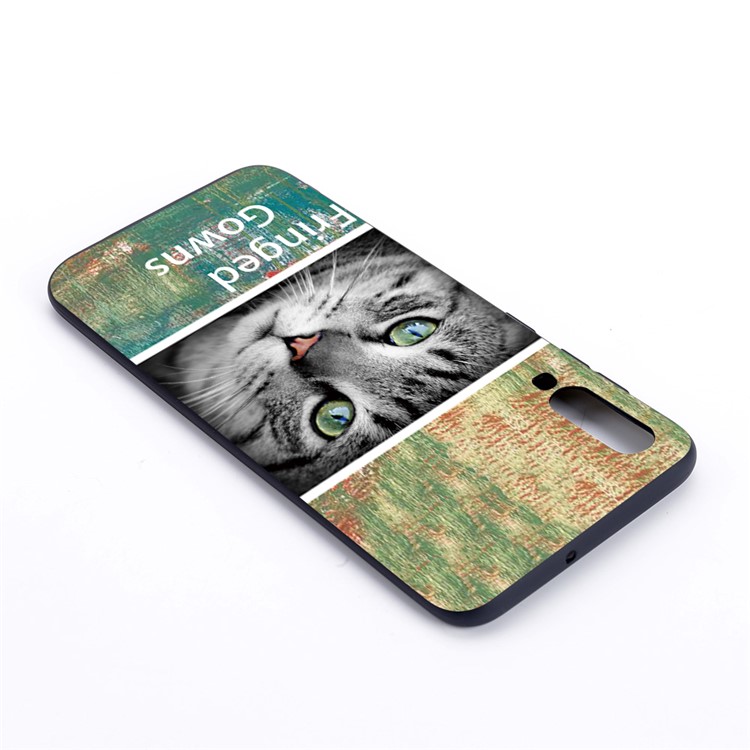 Pattern Printing and Embossment Matte Soft TPU Protective Case Cover for Samsung Galaxy A70 - Cat-2