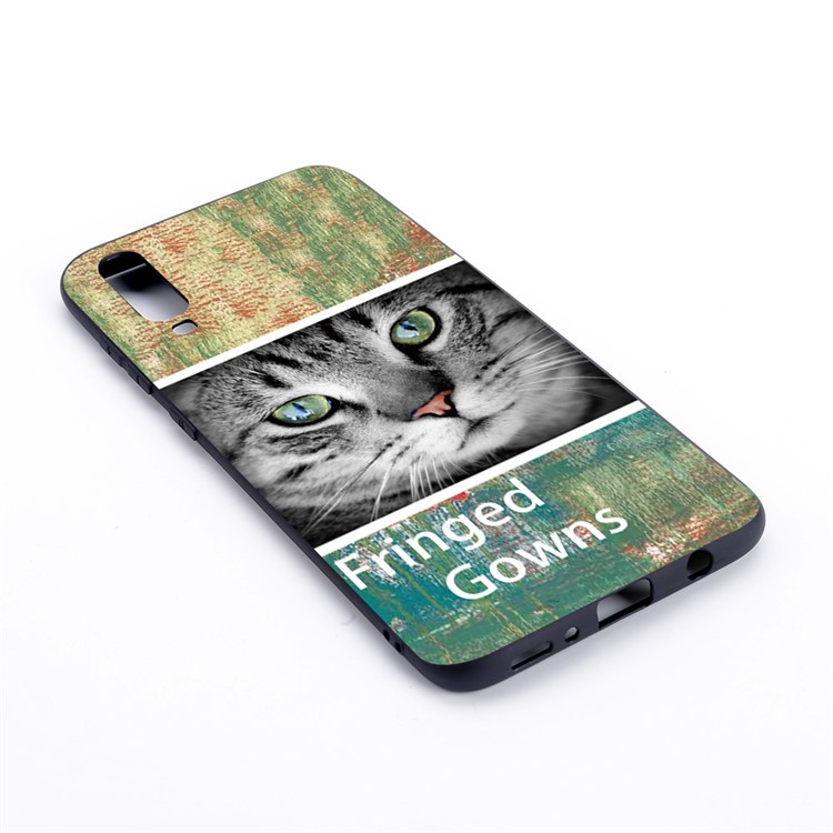Pattern Printing and Embossment Matte Soft TPU Protective Case Cover for Samsung Galaxy A70 - Cat-3