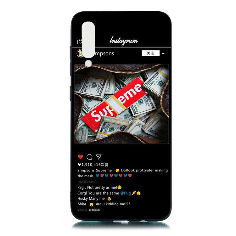 Pattern Printing and Embossment Matte Soft TPU Protective Case Cover for Samsung Galaxy A70 - Instragram Pattern-1