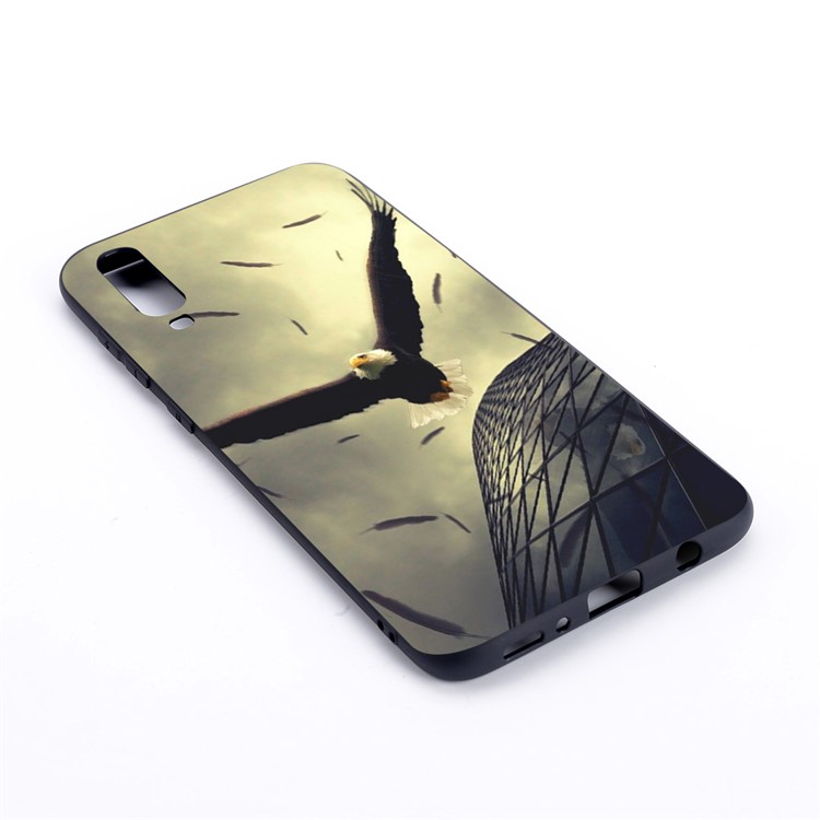 Pattern Printing and Embossment Matte Soft TPU Protective Case Cover for Samsung Galaxy A70 - Eagle-3