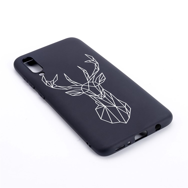 Pattern Printing and Embossment Matte Soft TPU Protective Case Cover for Samsung Galaxy A70 - Elk-3
