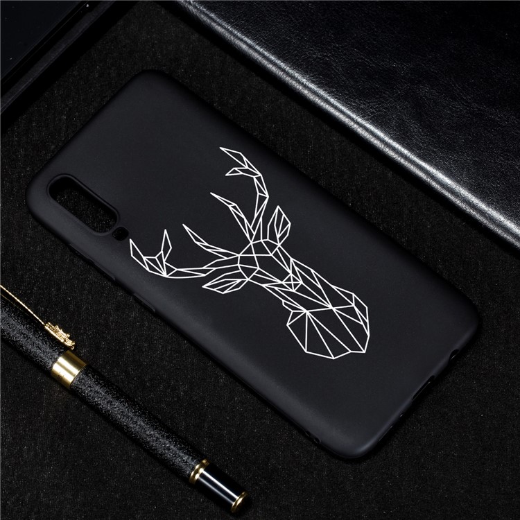 Pattern Printing and Embossment Matte Soft TPU Protective Case Cover for Samsung Galaxy A70 - Elk-4