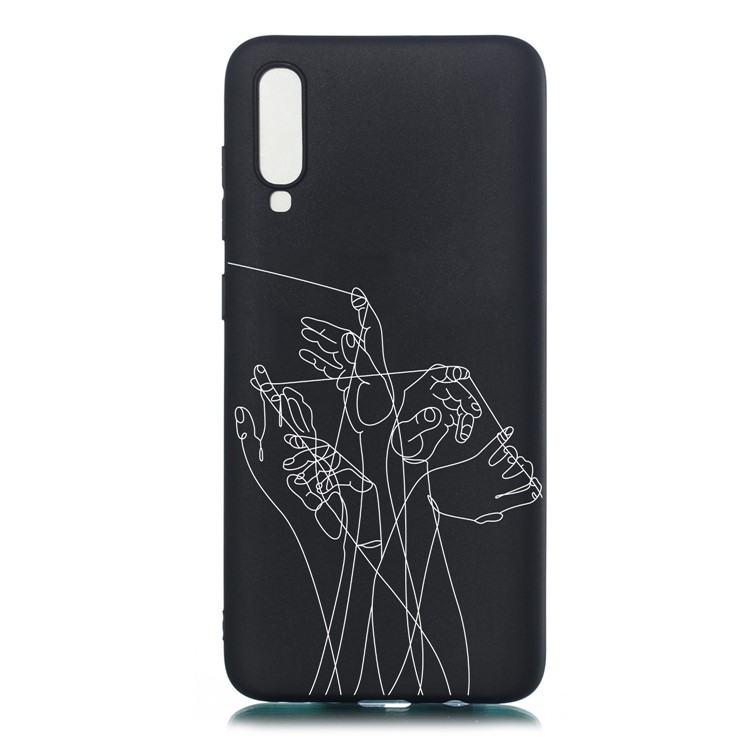Pattern Printing and Embossment Matte Soft TPU Protective Case Cover for Samsung Galaxy A70 - Fingers and Lines-1