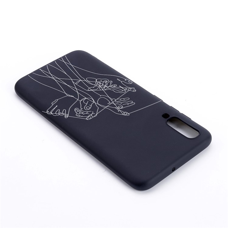 Pattern Printing and Embossment Matte Soft TPU Protective Case Cover for Samsung Galaxy A70 - Fingers and Lines-2