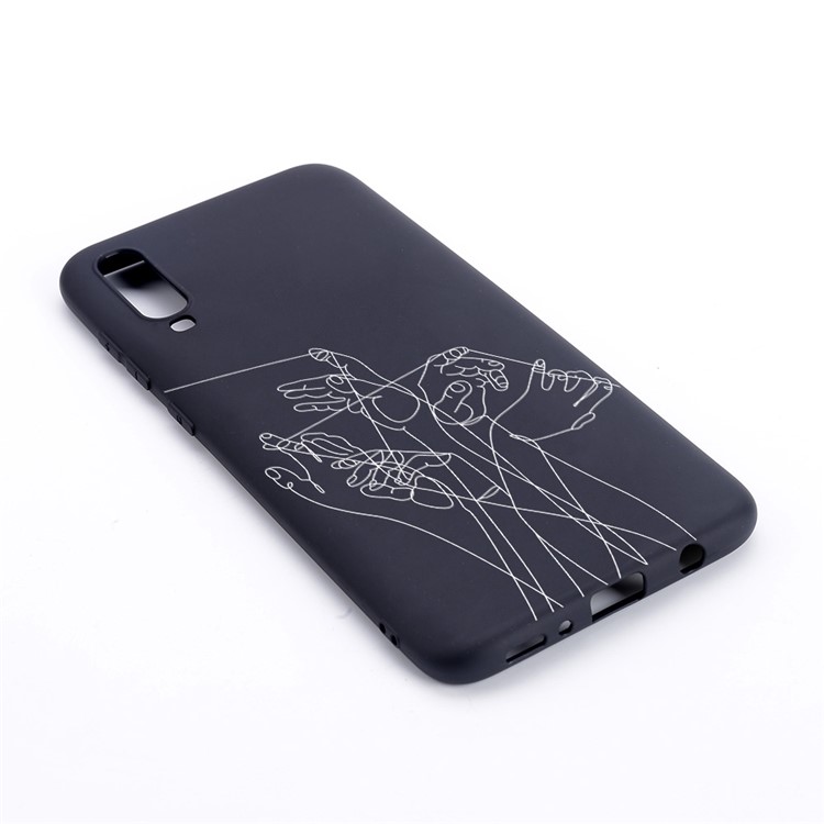 Pattern Printing and Embossment Matte Soft TPU Protective Case Cover for Samsung Galaxy A70 - Fingers and Lines-3